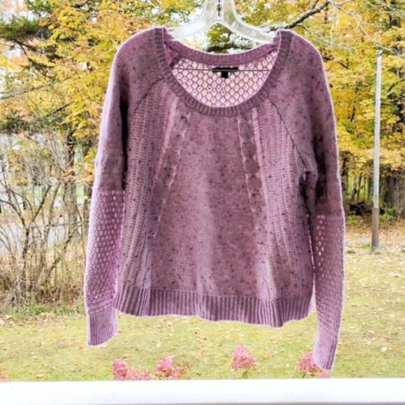 American Eagle Oufitters Sz Large Sweater Pink Speckled Crochet Cotton/Wool Cozy - Picture 1 of 6